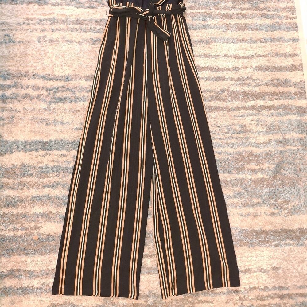 As U Wish Juniors' Solid & Striped Paperbag-Waist Jumpsuit XS EUC - Picture 13 of 13